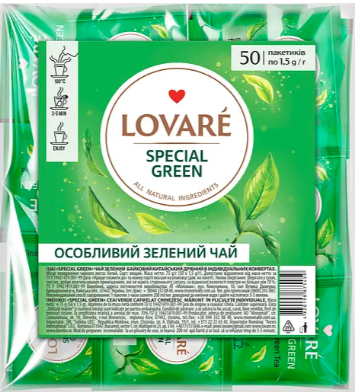 Чай зеленый китайский Lovare Special Green 75 г (50 шт. х 1.5 г)